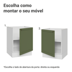 Balcão de Cozinha 60 cm 1 Porta (Sem Tampo) Branco/Verde Vik Madesa