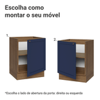 Balcão de Cozinha 60 cm 1 Porta (Sem Tampo) Rustic/Azul Vik Madesa