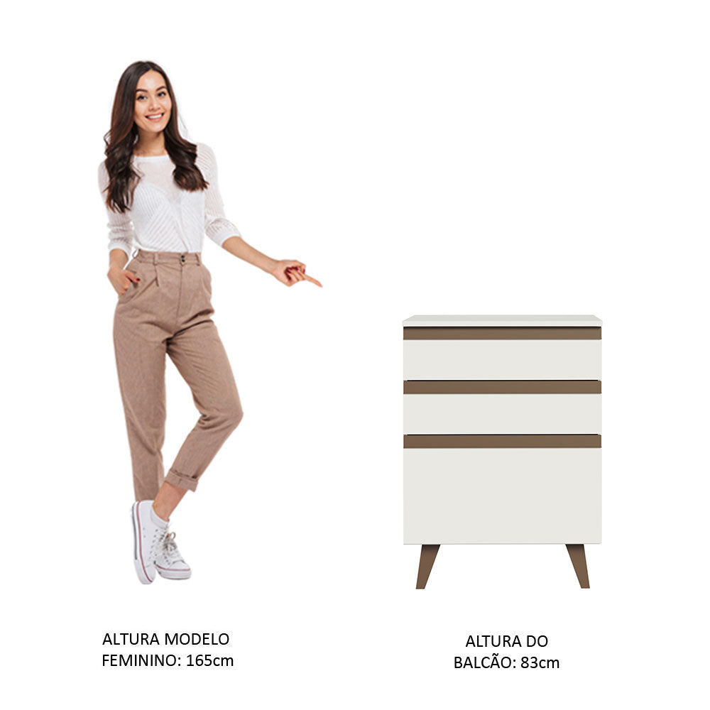 Balcão Madesa Reims 60 cm 3 Gavetas Branco