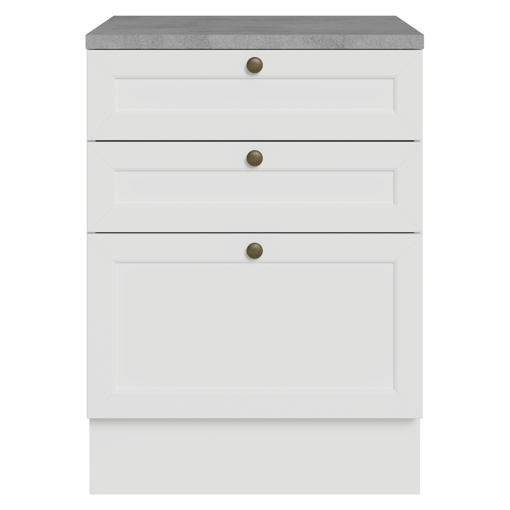 Balcão de Cozinha 60 cm 3 Gavetas Branco Vik Madesa