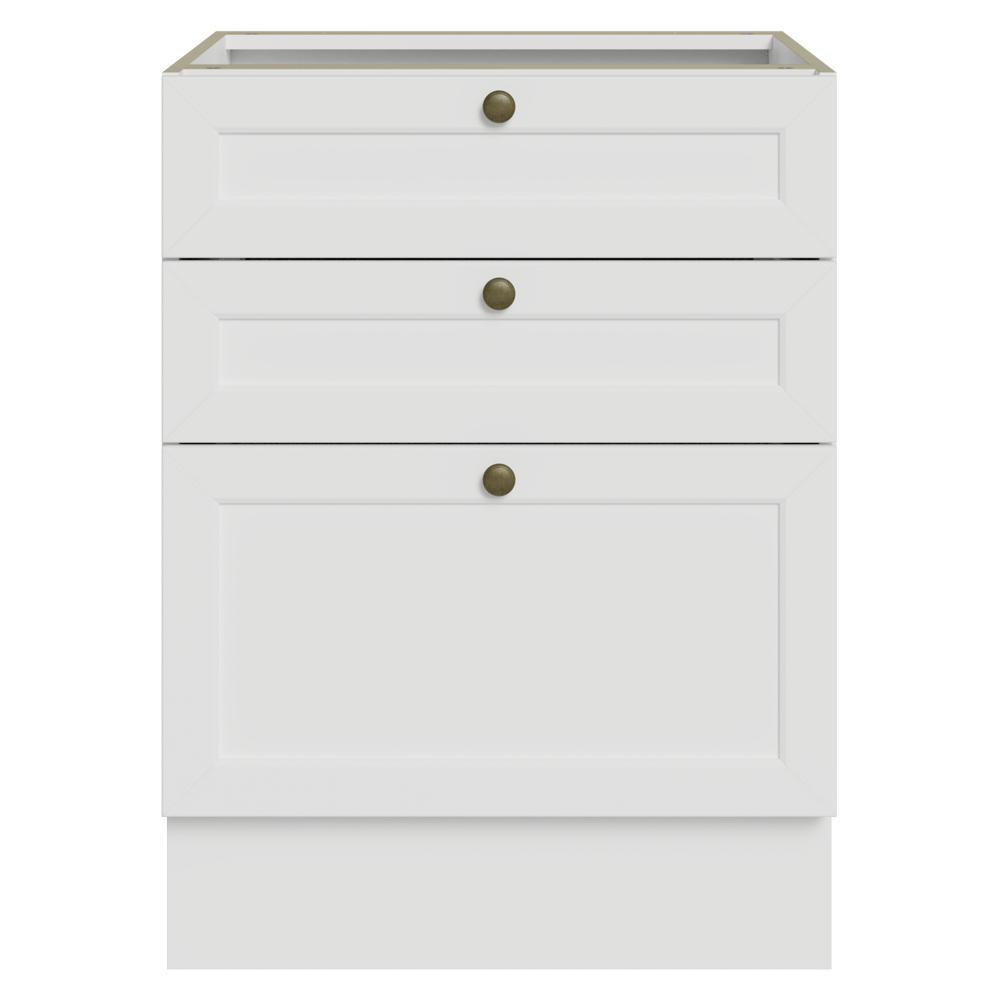 Balcão de Cozinha 60 cm 3 Gavetas (Sem Tampo) Branco Vik Madesa