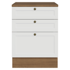 Balcão de Cozinha 60 cm 3 Gavetas Rustic/Branco Vik Madesa