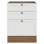 Balcão de Cozinha 60 cm 3 Gavetas (Sem Tampo) Rustic/Branco Vik Madesa