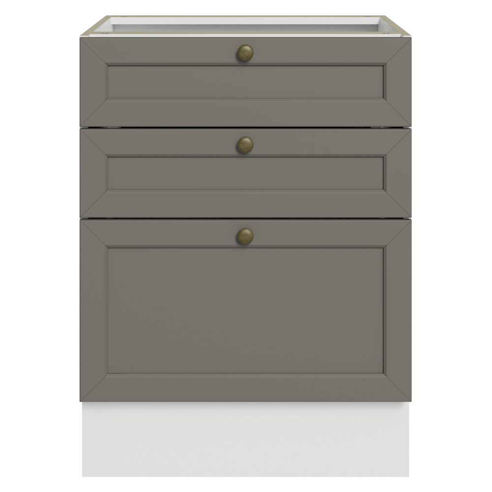 Balcão de Cozinha 60 cm 3 Gavetas (Sem Tampo) Branco/Cinza Vik Madesa
