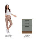 Balcão Madesa Agata 60 cm 3 Gavetas Rustic/Cinza