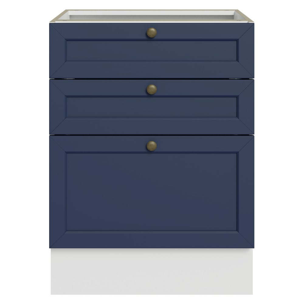 Balcão de Cozinha 60 cm 3 Gavetas (Sem Tampo) Branco/Azul Vik Madesa