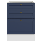 Balcão de Cozinha 60 cm 3 Gavetas (Sem Tampo) Branco/Azul Vik Madesa