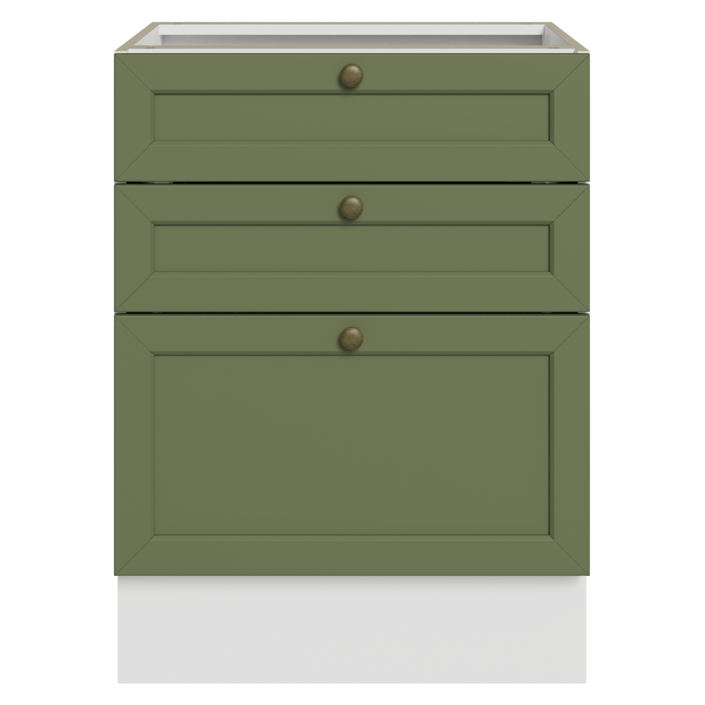 Balcão de Cozinha 60 cm 3 Gavetas (Sem Tampo) Branco/Verde Vik Madesa