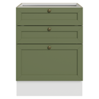 Balcão de Cozinha 60 cm 3 Gavetas (Sem Tampo) Branco/Verde Vik Madesa