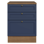 Balcão de Cozinha 60 cm 3 Gavetas Rustic/Azul Vik Madesa