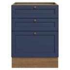 Balcão de Cozinha 60 cm 3 Gavetas (Sem Tampo) Rustic/Azul Vik Madesa