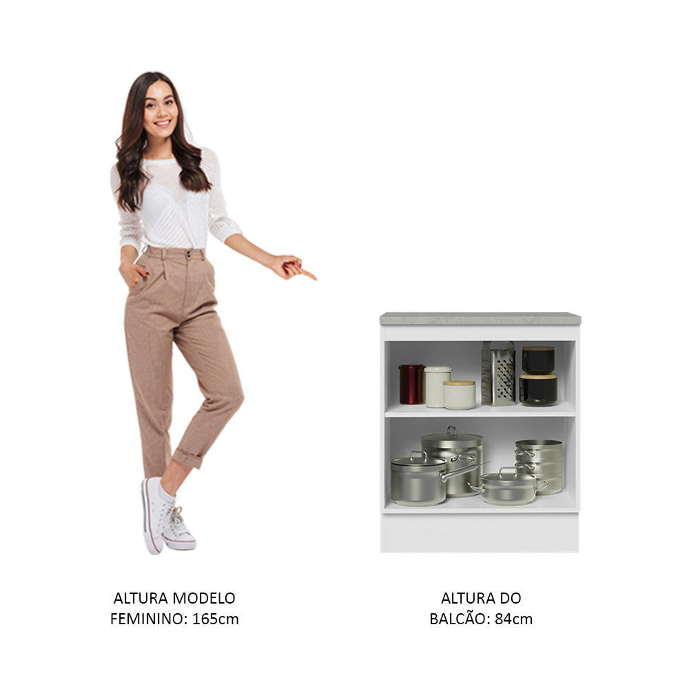 Balcão de Cozinha Madesa Agata 70 cm 2 Portas Branco