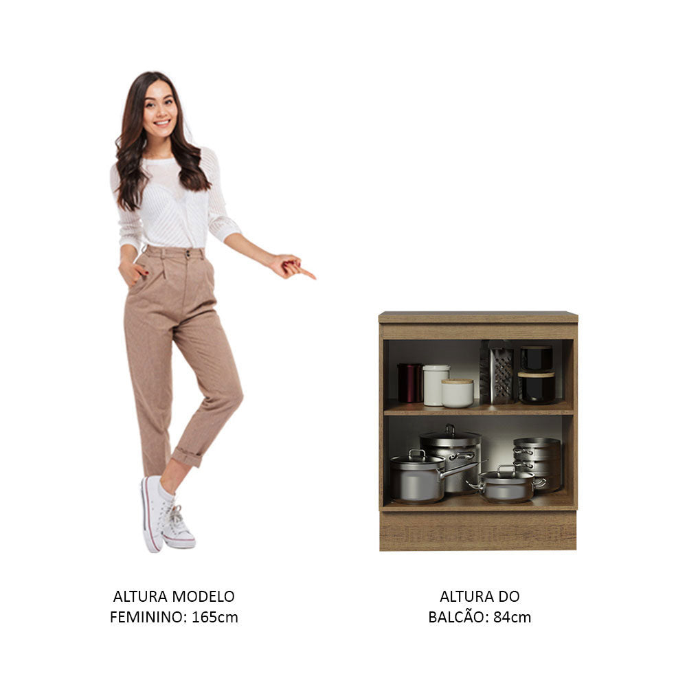 Balcão de Cozinha Madesa Agata 70 cm 2 Portas Rustic/Branco