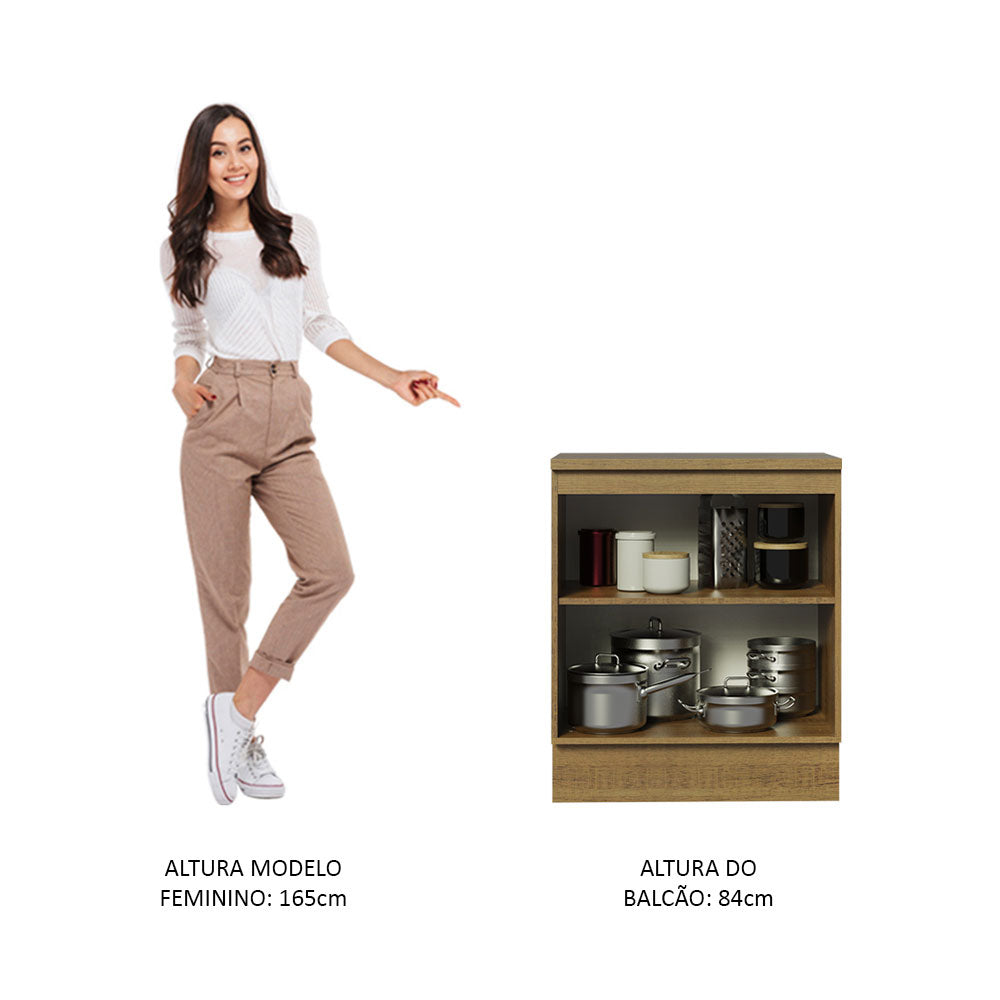 Balcão de Cozinha Madesa Stella 70 cm 2 Portas Rustic/Branco