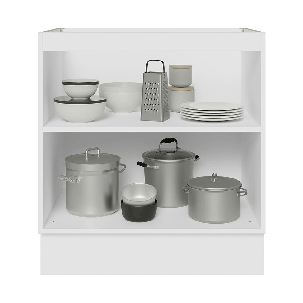 Balcão de Cozinha 70 cm 2 Portas (Sem Tampo) Branco/Preto Lux Madesa