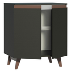 Balcão Madesa Reims 70 cm 2 Portas Preto