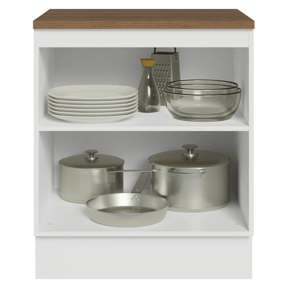 Balcão de Cozinha 70 cm 2 Portas Branco Tampo Rustic Agata Madesa