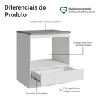 Balcão para Forno/Micro-ondas 70 cm 1 Gaveta Branco Madesa