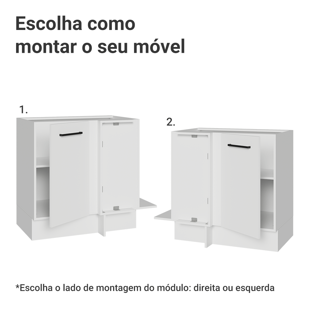 Balcão de Canto 1 Porta (Sem Tampo) Branco Agata Madesa