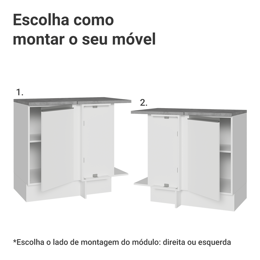 Balcão de Canto Madesa Glamy 1 Porta Branco