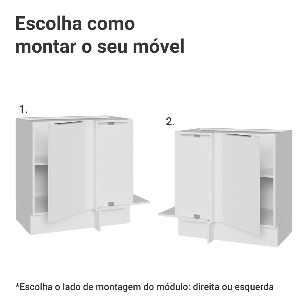Balcão de Canto 1 Porta (Sem Tampo) Branco Stella Madesa