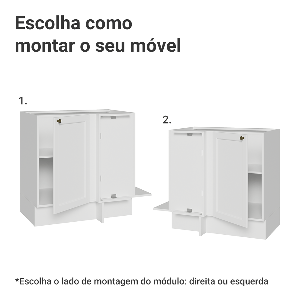 Balcão de Canto 1 Porta (Sem Tampo) Branco Vik Madesa