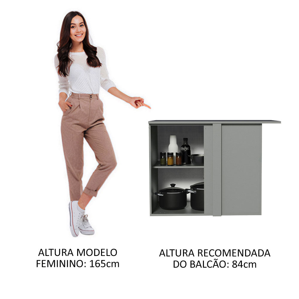 Balcão de Canto 1 Porta Suspenso Cinza Nice Madesa