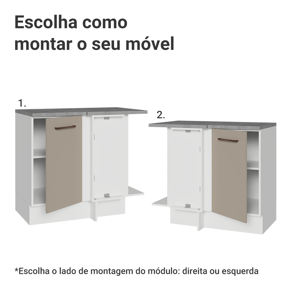 Balcão de Canto 1 Porta Branco/Crema Agata Madesa