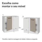 Balcão de Canto 1 Porta (Sem Tampo) Branco/Crema Agata Madesa