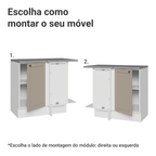 Balcão de Canto 1 Porta Branco/Crema Vik Madesa