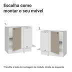 Balcão de Canto 1 Porta (Sem Tampo) Branco/Crema Vik Madesa