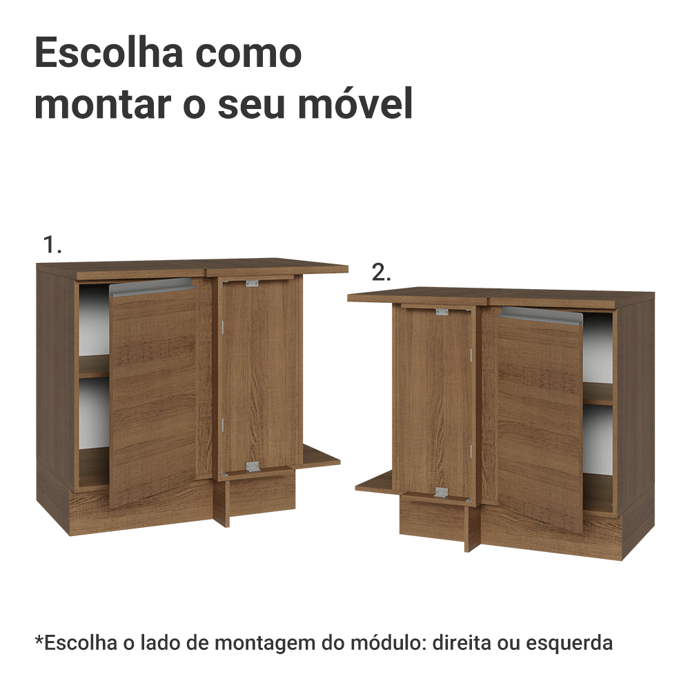 Balcão de Canto Madesa Glamy 1 Porta Rustic