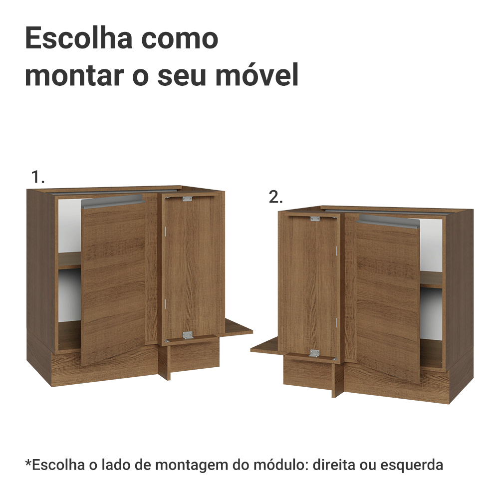 Balcão de Canto 1 Porta (Sem Tampo) Rustic Glamy Madesa
