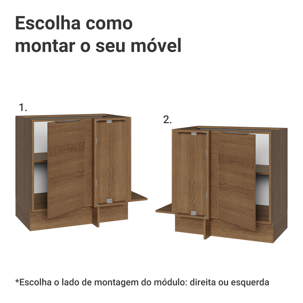 Balcão de Canto 1 Porta (Sem Tampo) Rustic Stella Madesa