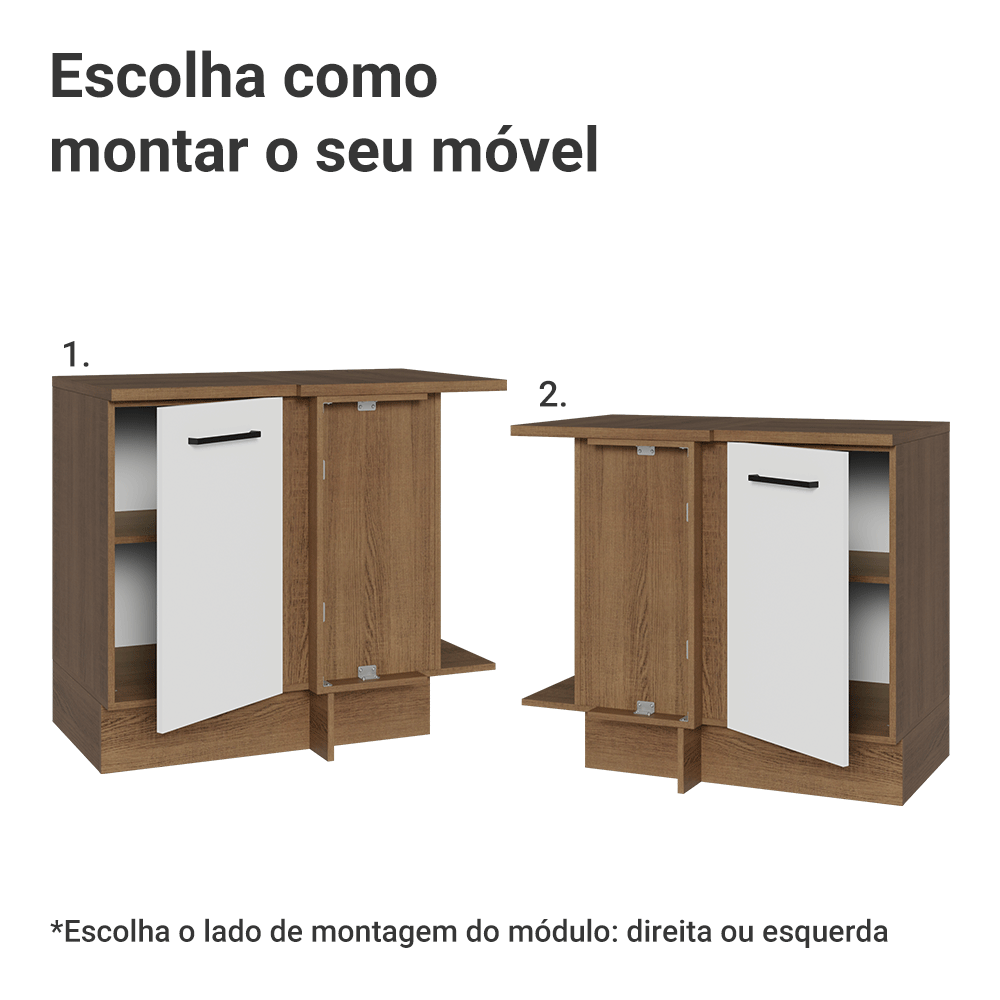 Balcão de Canto Madesa Agata 1 Porta Rustic/Branco