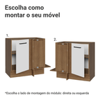 Balcão de Canto 1 Porta (Sem Tampo) Rustic/Preto Agata Madesa