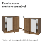 Balcão de Canto 1 Porta (Sem Tampo) Rustic/Branco Glamy Madesa