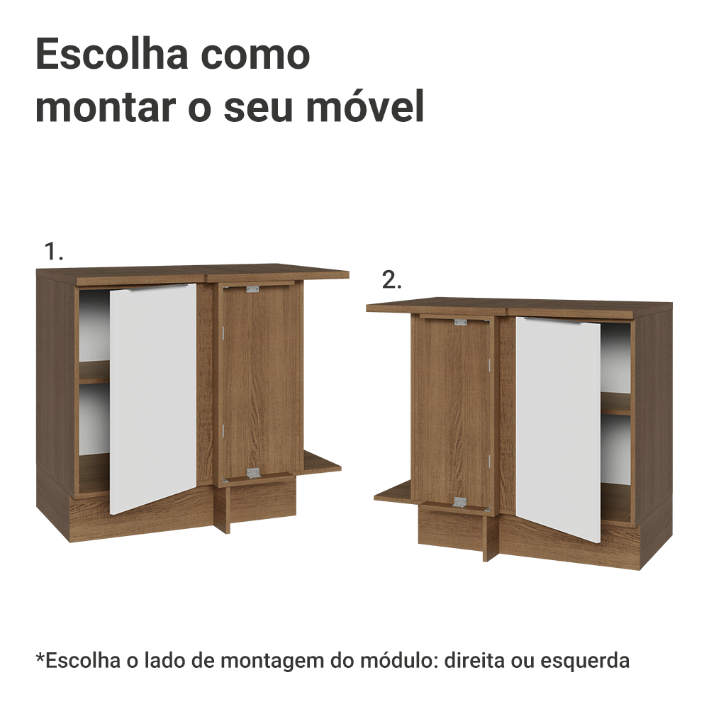 Balcão de Canto Madesa Stella 1 Porta Rustic/Branco