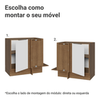 Balcão de Canto 1 Porta (Sem Tampo) Rustic/Branco Stella Madesa