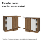 Balcão de Canto 1 Porta Rustic/Branco Vik Madesa
