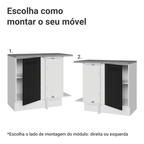 Balcão de Canto Madesa Agata 1 Porta Branco/Preto