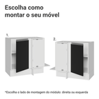 Balcão de Canto 1 Porta (Sem Tampo) Branco/Preto Glamy Madesa
