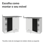 Balcão de Canto 1 Porta Branco/Preto Lux Madesa