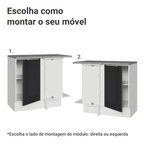 Balcão de Canto 1 Porta Branco/Preto Lux Madesa