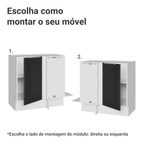 Balcão de Canto 1 Porta (Sem Tampo) Branco/Preto Lux Madesa