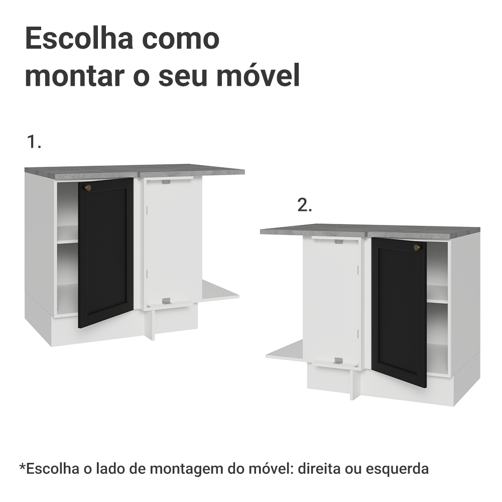 Balcão de Canto 1 Porta Branco/Preto Vik Madesa