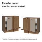 Balcão de Canto 1 Porta (Sem Tampo) Rustic/Crema Agata Madesa