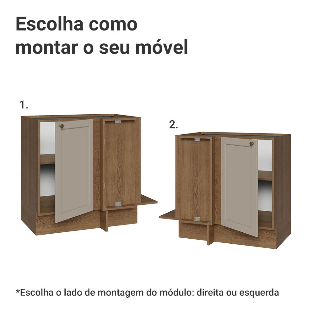 Balcão de Canto 1 Porta (Sem Tampo) Rustic/Crema Vik Madesa