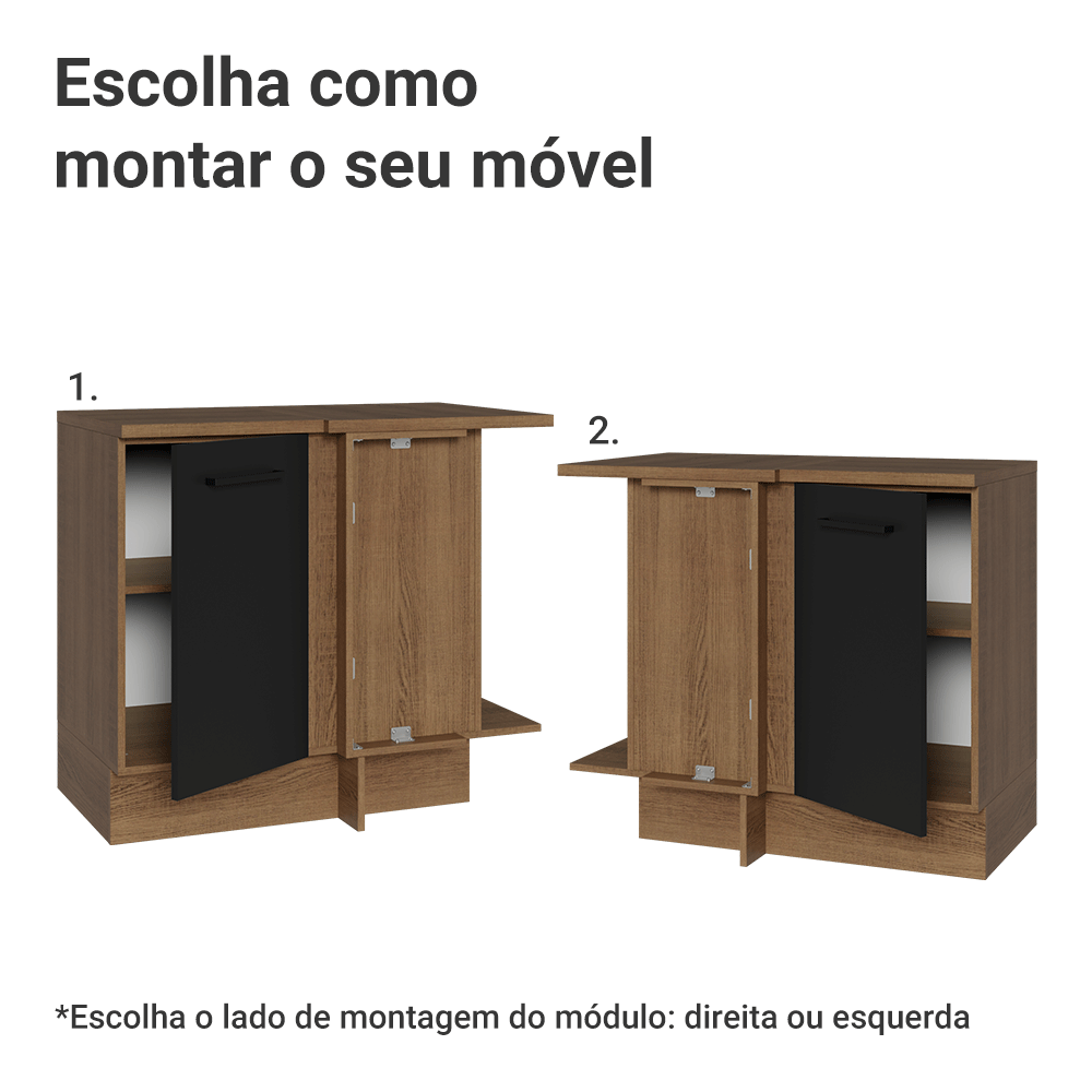 Balcão de Canto Madesa Agata 1 Porta Rustic/Preto
