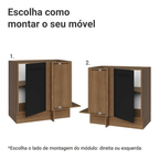 Balcão de Canto 1 Porta (Sem Tampo) Rustic/Preto Agata Madesa